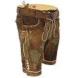 Extra weiches Wildbockleder mit urigen grünen Stickereien