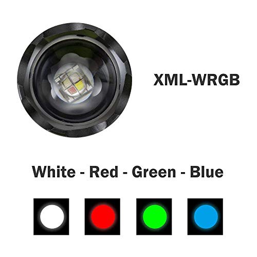 LUXNOVAQ LED Tactical Flashlight Hunting Light with Red Green Blue White 4 Color in 1, Zoomable Night Vision Flashlight Waterproof Outdoor Torches for Fishing Hog Coon Coyote(Batteries Not Included) - Thumbnail 6