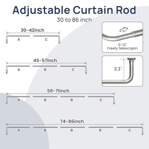 Image of ENJOYBASICS 48-84 inch Wrap Around Curtain Rod, Quick Curtain Change, Nickel