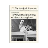 Jatinoo 【Drake & Lana Del Rey Poster Vintage Thriving is The Best Revenge Wall Art, 11.5x15 Inch Framed Canvas Print, Retro Newspaper Style for Grunge Aesthetic & Girly Room Decor