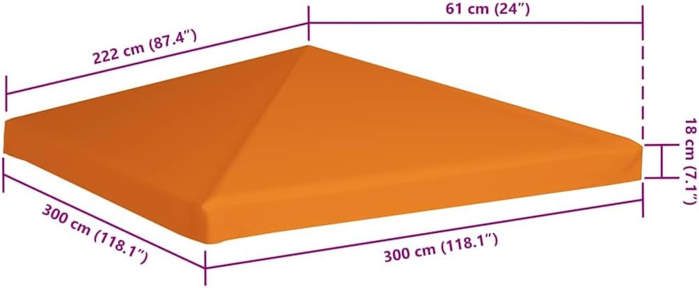 vidaXL Gazebo Cover, Canopy Top Replacement, Sunshade for Patio Balcony, Outdoor Gazebo Cover with Durable Polyester Fabric, Orange