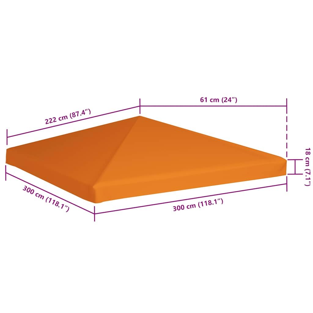 vidaXL Toile Supérieure de Belvédère 310 g/m² 3x3 m Orange Tonelle Pavillon