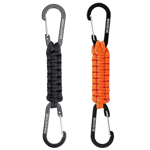 Image of BRAVESHINE Paracord Keychain Carabiner Clip, D Ring Lanyard Hanger Stroller Hook for Water Bottle, Key, Backpacks, Men, Women