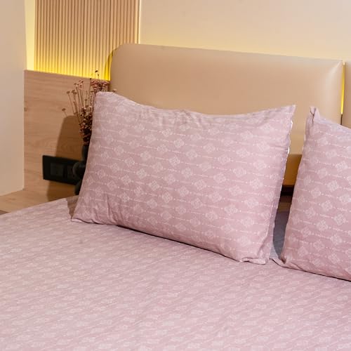Image of Amazon Brand - Umi Cotton Elastic Fitted Bedsheet, King Size 78x72 Inches, Elastic Fit Bed Sheet, 10 Inch Deep Pocket, Soft Breathable Bedding, Durable Easy Care, with Pillow Cover-Mocha Vines