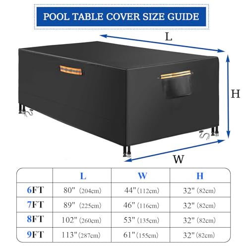 Housse table billard 420D imperméable anti-poussière pour intérieur extérieur - 3