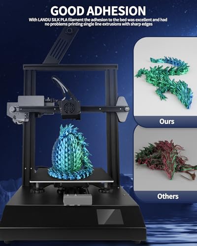 Image of LANDU Silk Dual Color PLA Filament 1.75mm 1KG, 3D Printer Filament Dimensional Accuracy + /- 0.02mm, Coextrusion Filament PLA Shiny Filament Fits for Most FFF 3D Printers,1KG Spool (2.2lbs) Green Blue