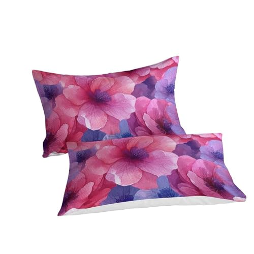 Housse de couette microfibre super douce imprimé 3D aquarelle fleurs