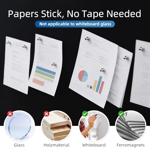 Kimsky 24 Stück Magnet für Magnettafel– Magnete Stark mit Aufbewahrungsbox Kegelmagnete Neodym Magnet Extra Stark, Mini Magnete mit Griff für Magnettafel/Whiteboard/Kühlschrank/Büro, Silber