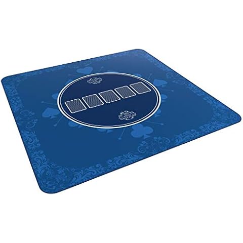 Bullets Playing Cards Heads-Up Pokermatte Blau in 80 x 80cm für den eigenen Pokertisch - Deluxe Pokertuch - Pokerteppich - Pokertischauflage… Cover