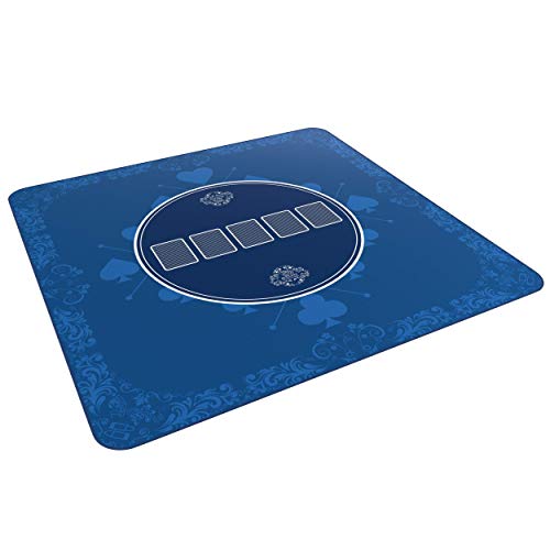 Bullets Playing Cards, Heads-Up Poker Mat Blue in 80 x 80 cm for Your Own Poker Table Deluxe Poker Cloth, Poker Rug, Poker Table Cover