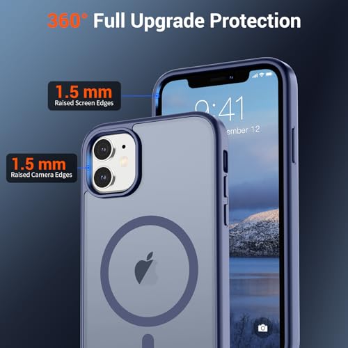 Image of SUPFINE Magnetic for iPhone 11 Phone Case(Compatible with MagSafe)(Military Grade Drop Protection) Translucent Matte Shockproof Phone Case, Lavender Gray