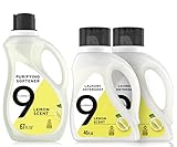 9 Elements Natural Laundry Detergent Liquid Soap, Lemon Scent, Vinegar Powered, 46 Oz (Pack of 2) with 9 Elements Laundry Fabric Purifying Softener Liquid, Lemon Scent, 67 Oz