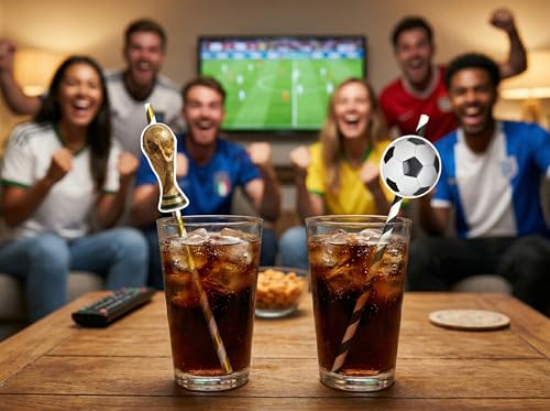 Pitillos de papel desechables con diseño fútbol, 7 cm miniatura 2