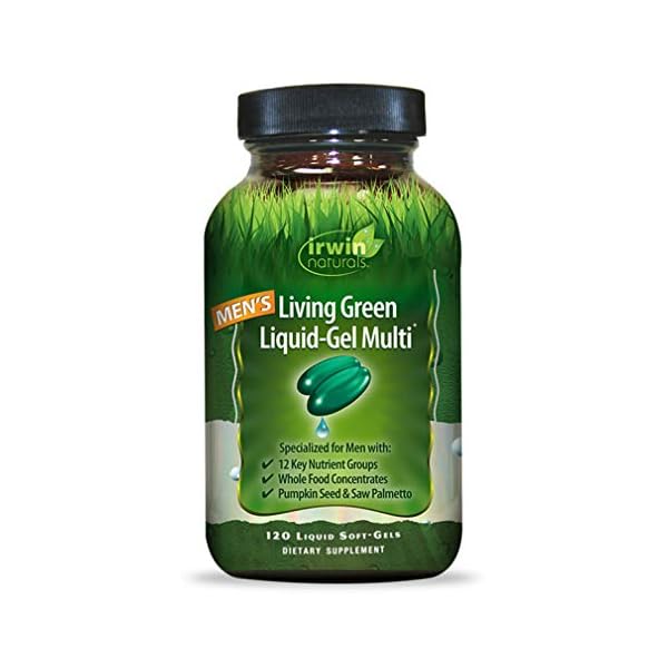 Irwin Naturals Men's Living Green Liquid-Gel Multi - 70 Essential Nutrients, Full-Spectrum Vitamins, Wholefood Blend…
