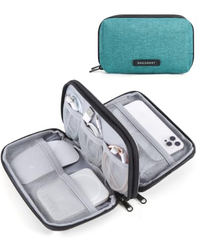 Image of BAGSMART Electronics Travel Organizer for Cords, Zipper Pouch, Bluish Green | Travel Essentials, Cord organizer bag for Cables, Compact Tech Accessories Pouch