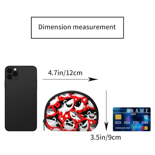 Portable Coin Purse Cute-Cartoon-Shark Mini Zippered Money Pouch Card Holder2