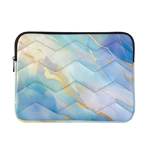 Funda para portátil 13-14 pulgadas azul dorado mármol