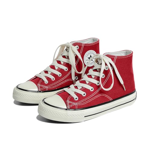 SIUSUMFO Chaussures De Toile Sneakers Adulte Baskets Femme Chaussures De Course Haute Chaussures Sport Décontractées Classic 38 EU Rouge Foncé