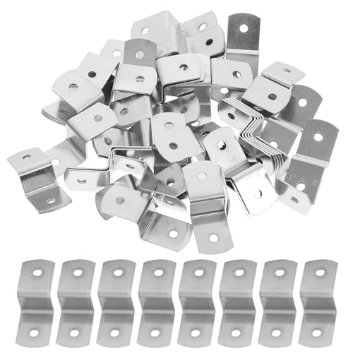 Image of Angoily Z Shape Photo Frame Fasteners 100Pcs Heavy Duty Iron Canvas Clips with Screws for Tabletop Frame Connection 1.18X0.51X0.43 Inch Picture Framing Supplies