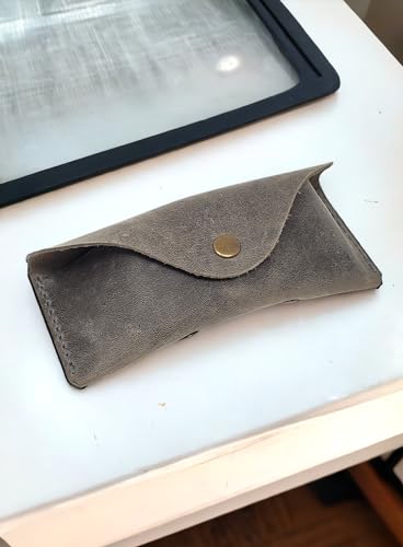 Image of Leather Eyeglass Case -Glasses Case - Sunglass Case - Genuine Leather Eyeglasses Case with Snap Closure