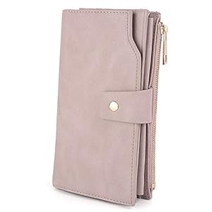 Damen Geldbörse RFID Blocking große Kapazität Vegan Leder Clutch Wallet 21 Card Slots Halter Organizer Damen Veganrse Hellrosa