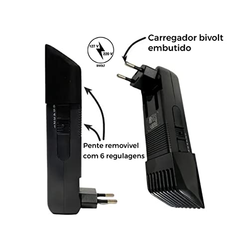 Barbeador Elétrico Aparador Barba Bigode Sem Fio Lehmox 389b Cor:Preto;Voltagem:110V220V