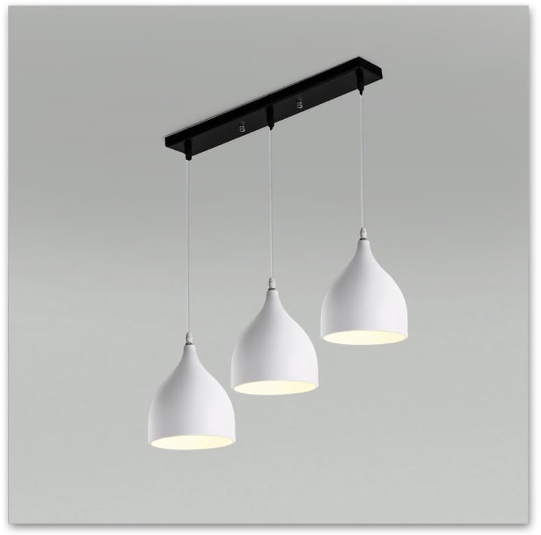 Image of GreyWings Modern Triple White Dome Pendant Hanging Light for Ceiling, Aluminium, Drop, Antique Decor, (Bulb is not Included) White, 3 Lamp Linear Set