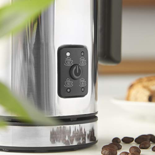 MisterChef Large Fast 500W Automatic Milk Frother, Hot & Cold Milk Functionality, 300ml Milk Heating / 150ml Milk Frothing, 4 Functions - Extra Whisks Silent Operation Chrome MILKFROTHER - Image 6
