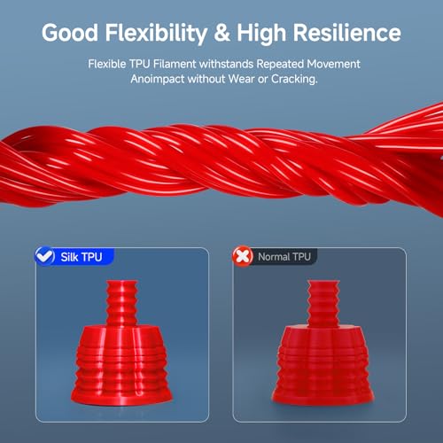 Image of Reprapper Silk TPU Filament, 95A Shore Hardness, 1kg TPU 1.75mm, Elastic 3D Printer Filament, Flexible & Soft Filament for 3D Printer (± 0.03mm) 2.2lb, Red