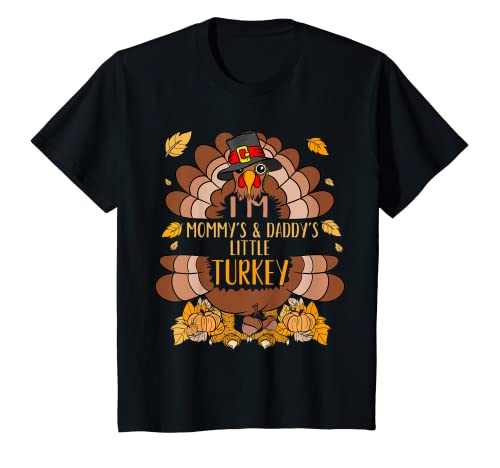 Niños Familia de Acción de Gracias Mommys and Daddys Little Turkey a juego Camiseta