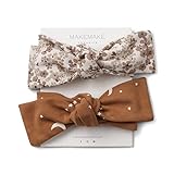 MakeMake Organics GOTS Organic Baby Headwarp Fashion Band Bow Tie Accessories for Toddler Girls Set of 2 (Moonlight, Meadow, 6-12M)