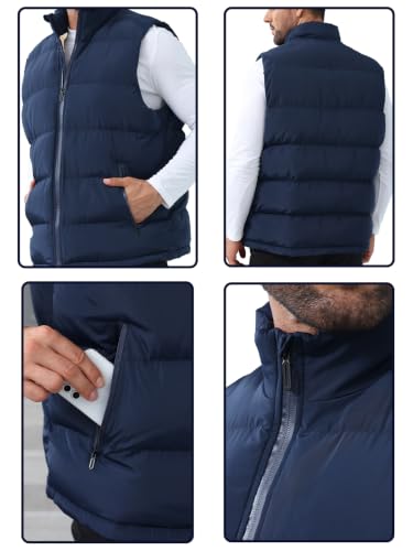 Image of TUVEKE Men's Puffer Vest Sherpa Lined Outdoor Zipper Fleece Vest Warm Sleeveless Men Winter Jackets Water-Resistant M-5XL