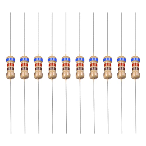 Image of YOKIVE 50 PCS Carbon Film Resistors, 1/4W 620 Ohm 5% Tolerances Resistor, Good for DIY Electronic Projects (4 Color Band, 1.77x0.09-Inch)