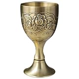 Goblet Chalice 1 oz Small Hand Made Vintage Pure Copper Engraving Flower Pattern Metal Embossed Wine