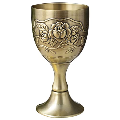 Goblet Chalice 1 Oz Small Hand Made Vintage Pure Copper Engraving Flower Pattern Metal Embossed Wine Liqueur Cup Shot Glass For Buddha And God Of Wealth #TOP18