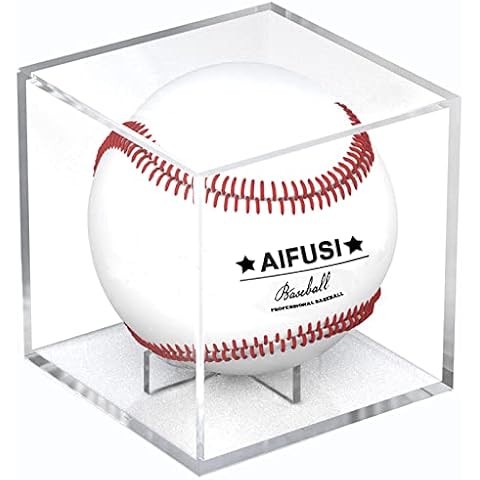 Baseball Display Case, UV Protected Acrylic Cube Baseball Holder Square Clear Box Memorabilia Display & Storage Sports Official Baseball Display Case - Autograph Display - Fits Official Size Ball Cover