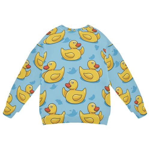 JUNZAN Cute Cartoon Rubber Ducks Blue Kids Girls Sweatshirt Hoodie Fleece Hoodie for Boys Athletic 4T2