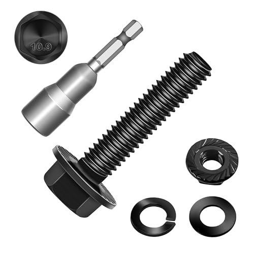 Image of (10Sets) M6 Bolt x 25mm Flanged Hex Head Bolts, External Flange Hex Drive M6 Screws, Class 10.9 Black Zinc Plated Alloy Steel Metric M6x1.0 Bolts Kit