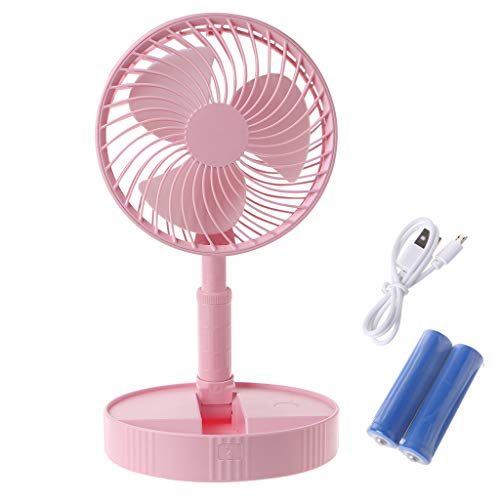 Teleskop-USB-Ventilator, zusammenklappbar, leiser Ventilator, 3 Geschwindigkeiten, verstellbar rose