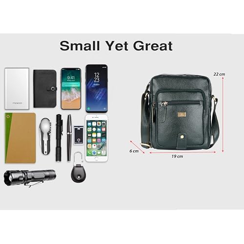 Image of Premium Genuine Leather Messenger Sling Bag for Men & Women - Multipurpose Crossbody Bag with Adjustable Strap & Multiple Pockets for Travel, Office, Work, College & Daily Use
