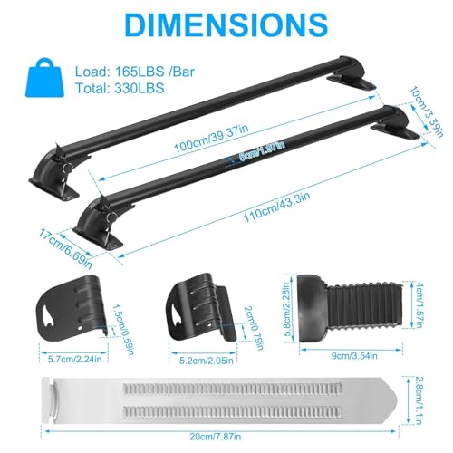 Bellanny Car Roof Rack, Aluminum Roof Rack Cross Bars with Anti-Theft Lock, 75KG Capacity, Removable, Waterproof, Quick Fit, Low Wind Noise, Heavy-Duty Roof Bars for Racks Bicycles Cargo - Image 2