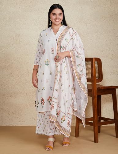 Image of Amazon Brand - Myx Women Guldasta Print Kurta Pant Set with Dupatta (Available in Plus Sizes)