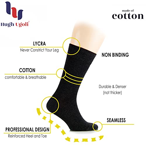 Hugh Ugoli Women's Cotton Dress Socks for Business and Trouser Thin Crew Socks Seamless Toe 4 Pairs with Luxury Gift Box2