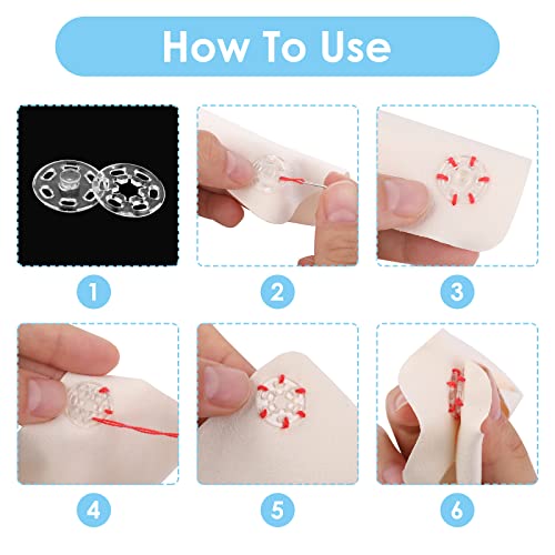 150 Sets Plastic Sew-On Snap Buttons Invisible Snap Fasteners Buttons Round Clear Press Button For Sewing Clothing Diy Craft, 7 Mm 10 Mm 15 Mm #TOP3