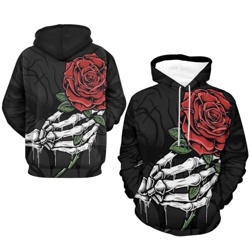 Sweat à capuche tête de mort rose UMENG unisexe pull S - 7