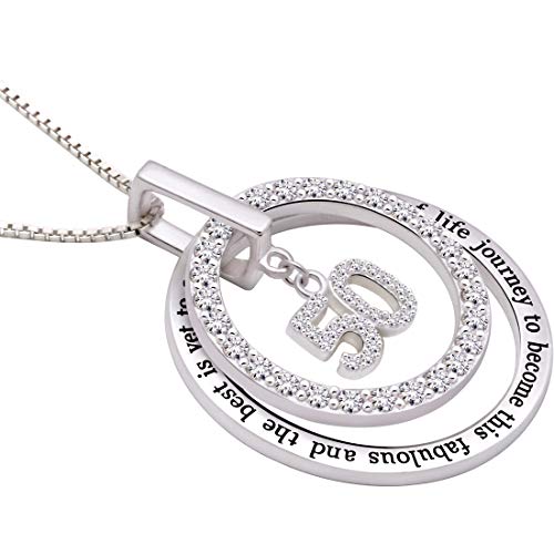 ALOV Jewelry Sterling Silver 50th Birthday It Took 50 Years of Life Journey to Become This Fabulous and the Best is Yet to Come Cubic Zirconia Pendant Necklace2