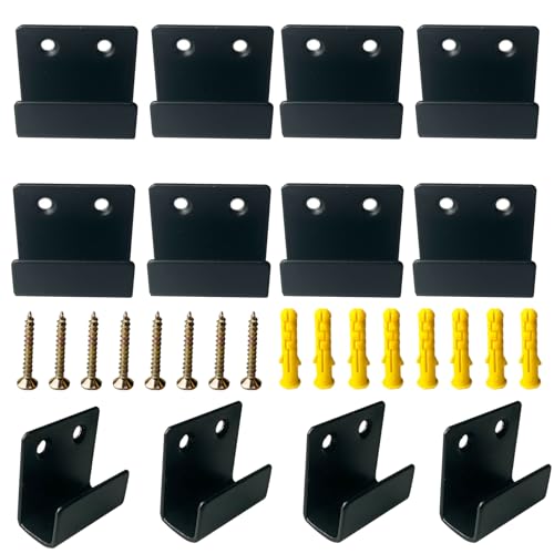 Image of 12 Pcs Wall Mount Hanger Bracket, Mirror Hanger Brackets, Wall Hanger for Mirrors, Picture Frame, Tile, Ceramic, Wall Display (Large Size, Black)