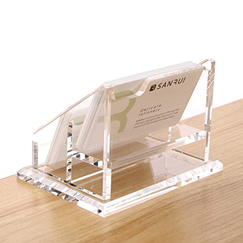 Sanrui Business Card Holder For Desk Clear Acrylic Business Card Display Card Business Card Stand Office,2 Tier #TOP2