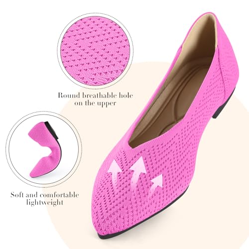 Image of Pointed Toe Flats for Women Knit Ballet Flats Women's Comfortable Dress Shoes Casual Business Work