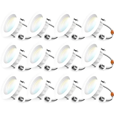 Sunco 12 Pack 4 Inch LED Recessed Lights, Retrofit Can Lighting, 660 LM, 11W (40W Equivalent), Selectable CCT 2700K/3000K/3500K/4000K/5000K, Dimmable, Baffle Trim, Replacement Conversion Kit UL